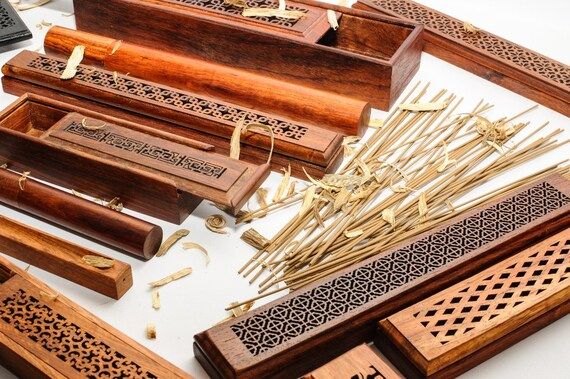 Handmade Oud/Incense Teak Wood Bukhoor Burner Box and Oud Holder Tube - Agar Oud Wood, Non Toxic,... | Etsy (US)