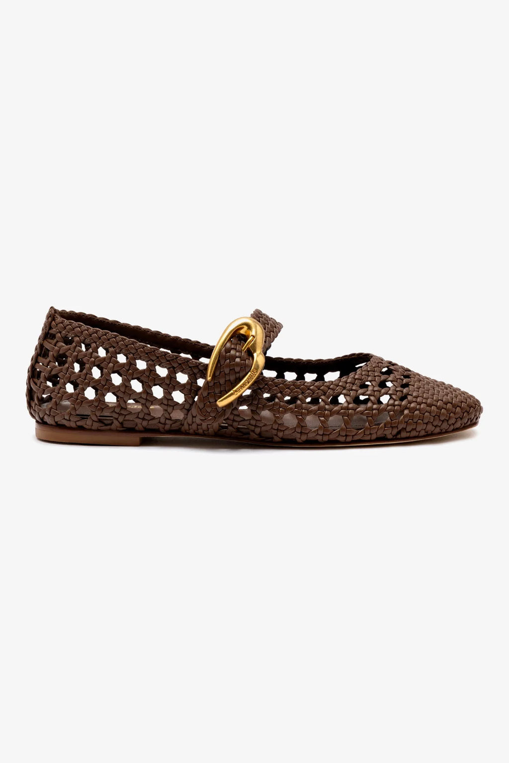 Verona Macrame Ballet Flat In Burnt Umber Leather | Larroude