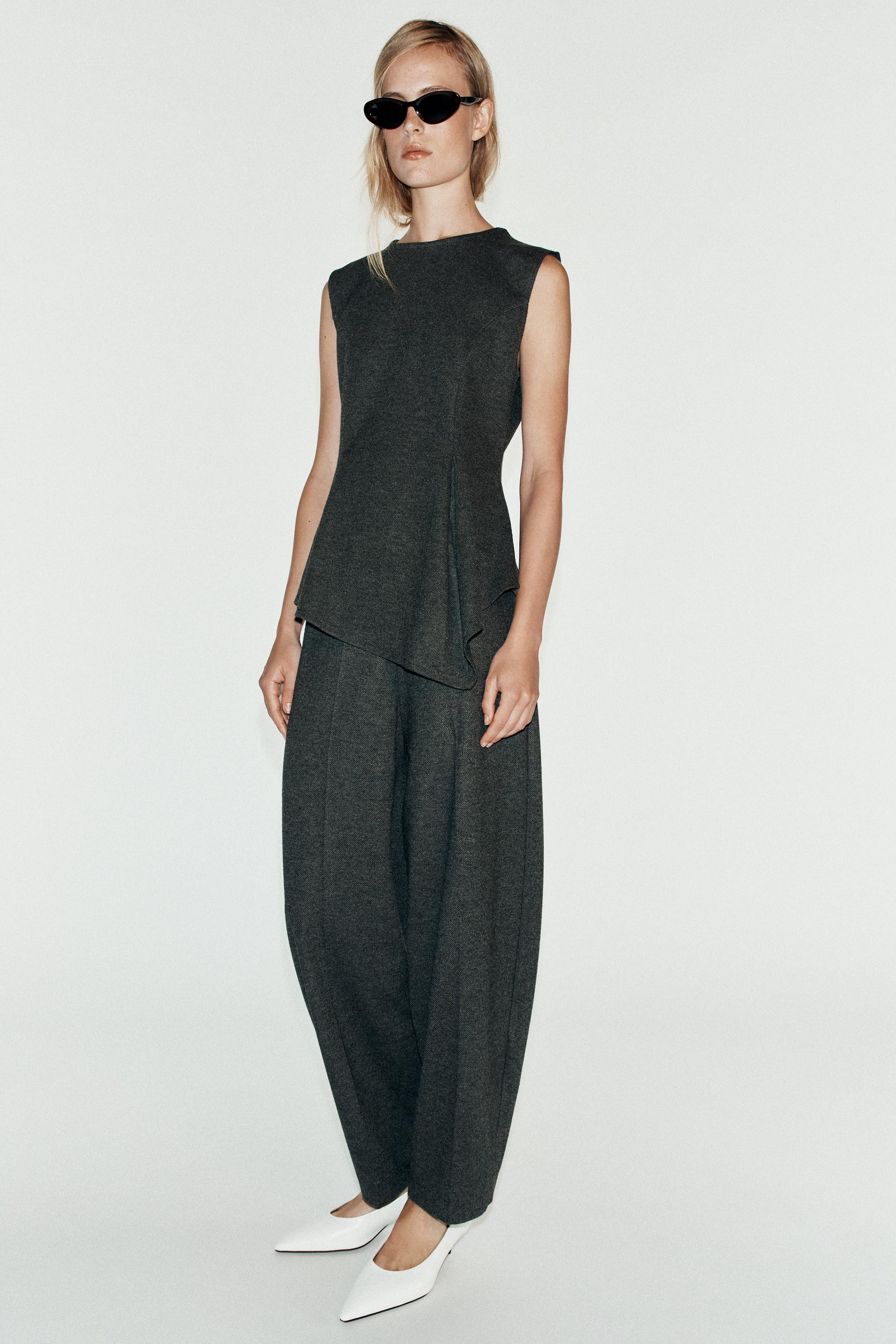 Zara - Soft Carrot Pants - Dark Gray - S - Woman | Zara US