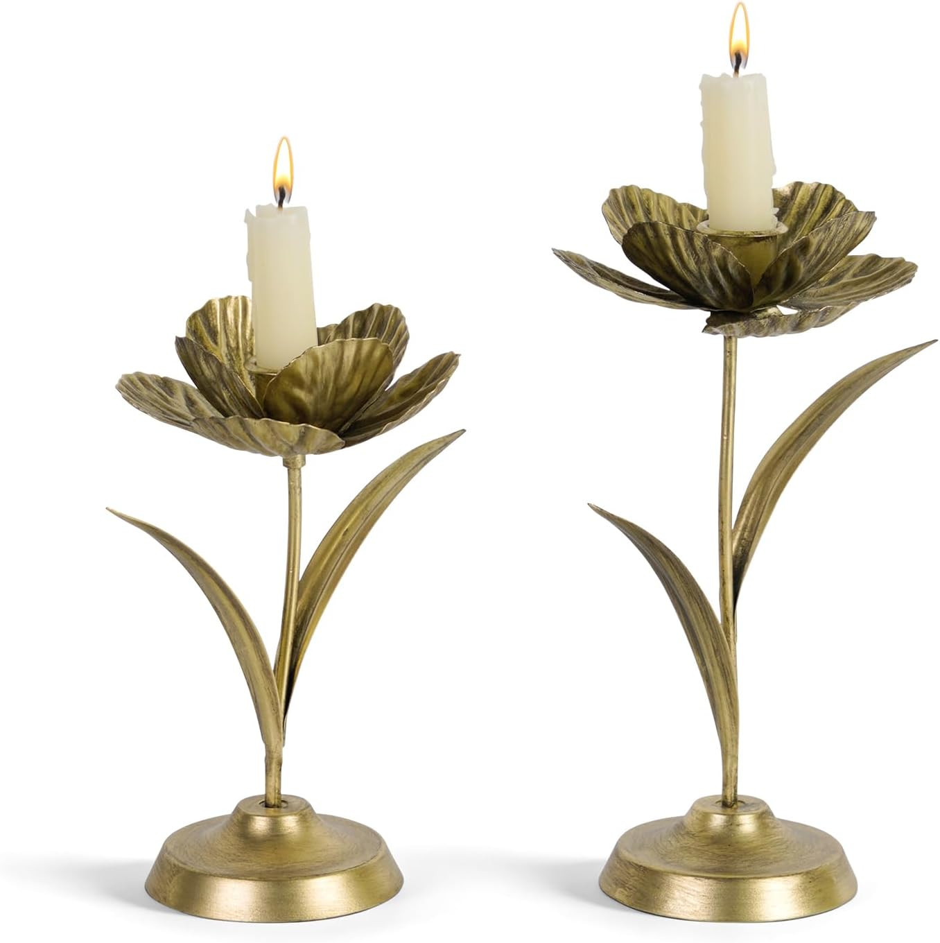 NIKKY HOME Tulip Taper Candle Holders Set of 2, Vintage Elegant Flower Shaped Metal Candlestick f... | Amazon (US)