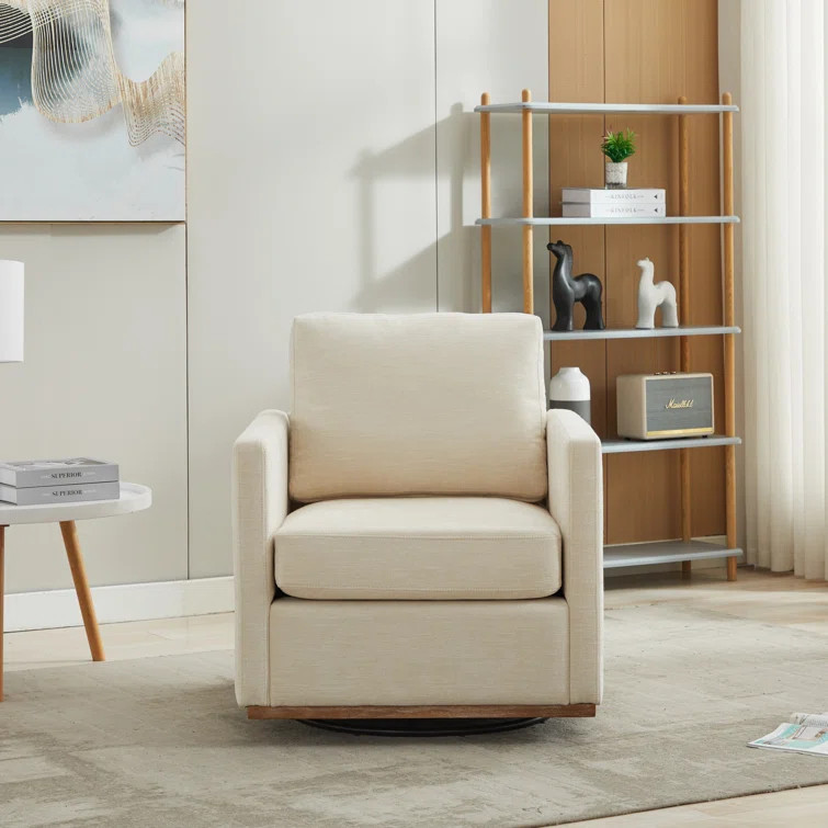 Wide Upholstered Swivel Armchair | Wayfair North America