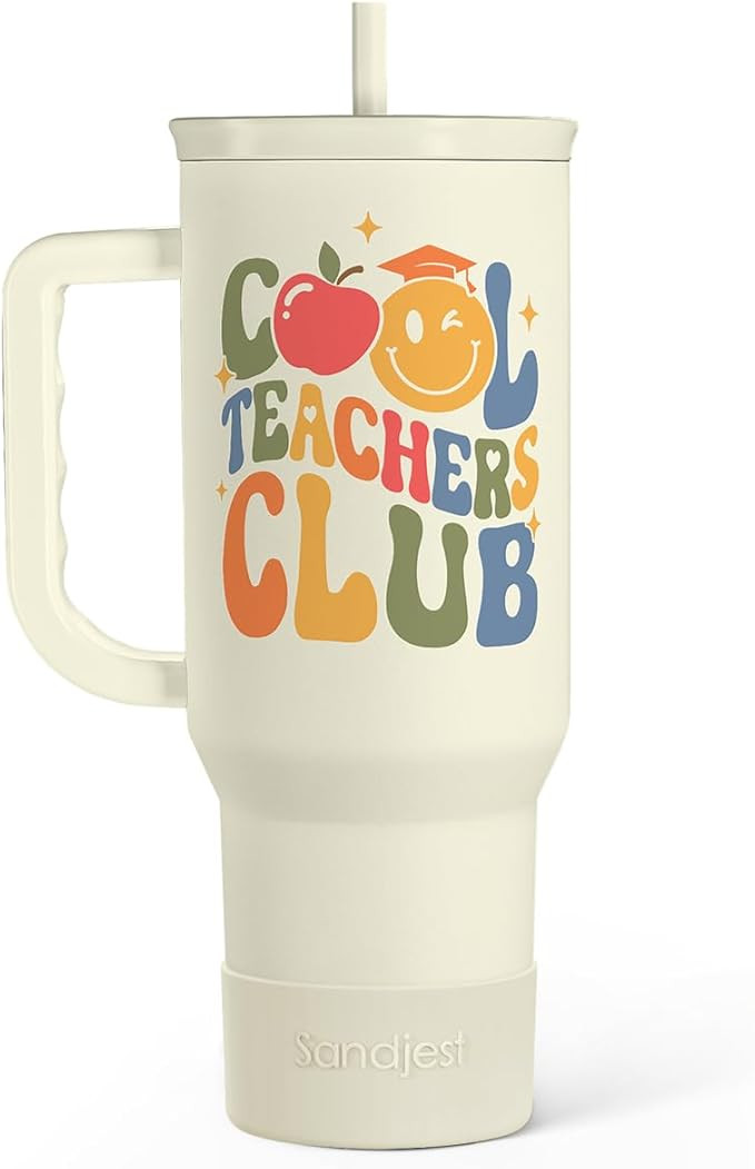 Cool Teacher Club Tumbler 40oz, Stainless Steel Insulated Coffee Travel Cup with Handle, Teacher ... | Amazon (US)