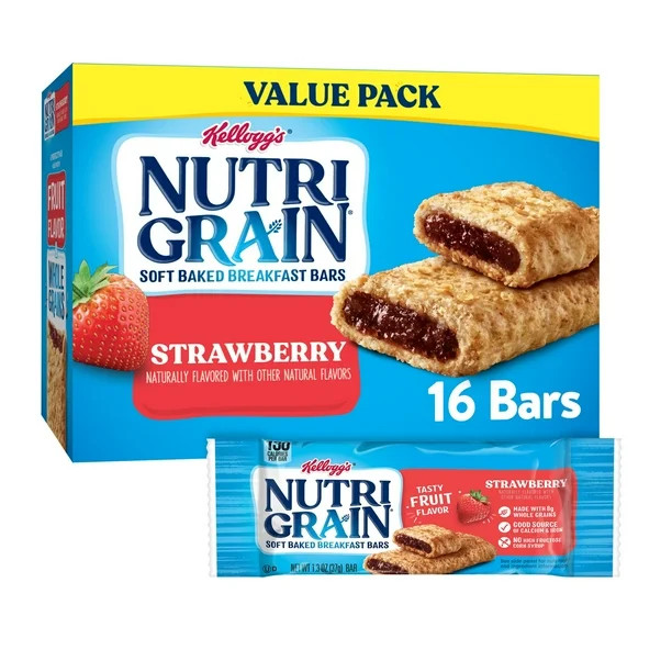 Nutri-Grain Strawberry Chewy Soft Baked Breakfast Bars, 20.8 oz, 16 Count | Walmart (US)