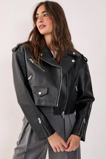 NASTY GAL Faux Leather Boxy Biker | Nordstrom | Nordstrom