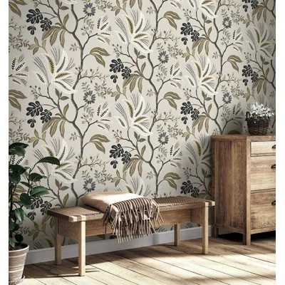 Neutral Forest Flourish Peel And Stick Wallpaper | Wayfair North America