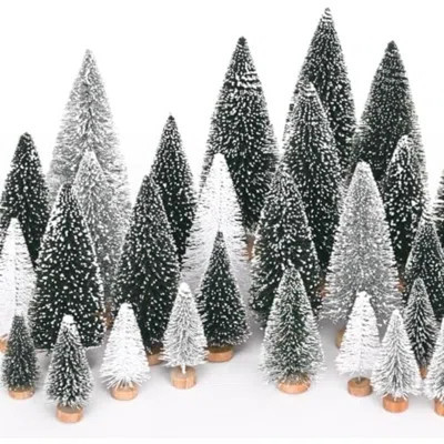 Christmas Table Decor, Bottle Brush Christmas Trees, 21 Pcs White Mini Christmas Trees, Farmhouse Pine Trees For Xmas Tabletop Crafts Indoor Home Deco | Wayfair North America