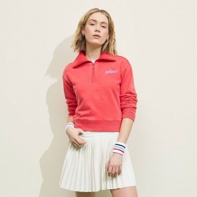 Prince Women's French Terry 1/4 Zip Pullover Sweatshirt - Red | Target