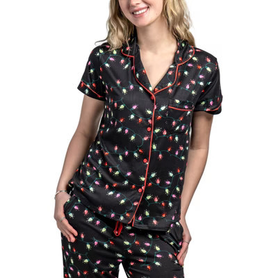 Hello Mello Women's Holiday Pajama Top Button-Down Lounge Shirt Very Merry | Target