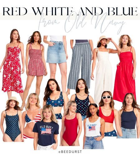 Memorial Day weekend outfits!Memorial Day looks from Old Navy, Red White and Blue outfits, patriotic outfits, red dress, Memorial Day swimsuit, jean skirt

#LTKunder50 #LTKswim #LTKSeasonal
