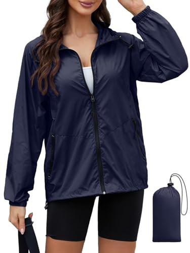 Light Weight Rain Jacket Women Waterproof Windbreaker Travel Rain Coats for Women Packable S-XXL | Amazon (US)