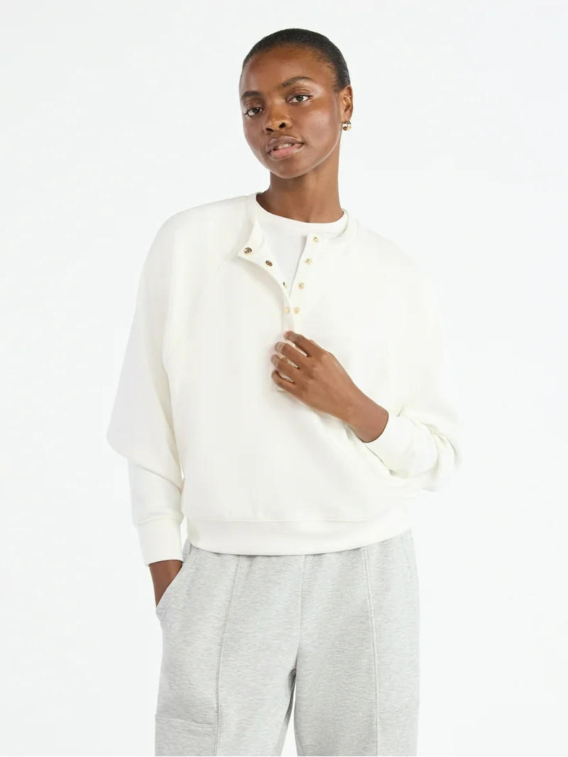 Scoop Women’s New Scubaknit Raglan Henley Top, Sizes XS-XXL - Walmart.com | Walmart (US)