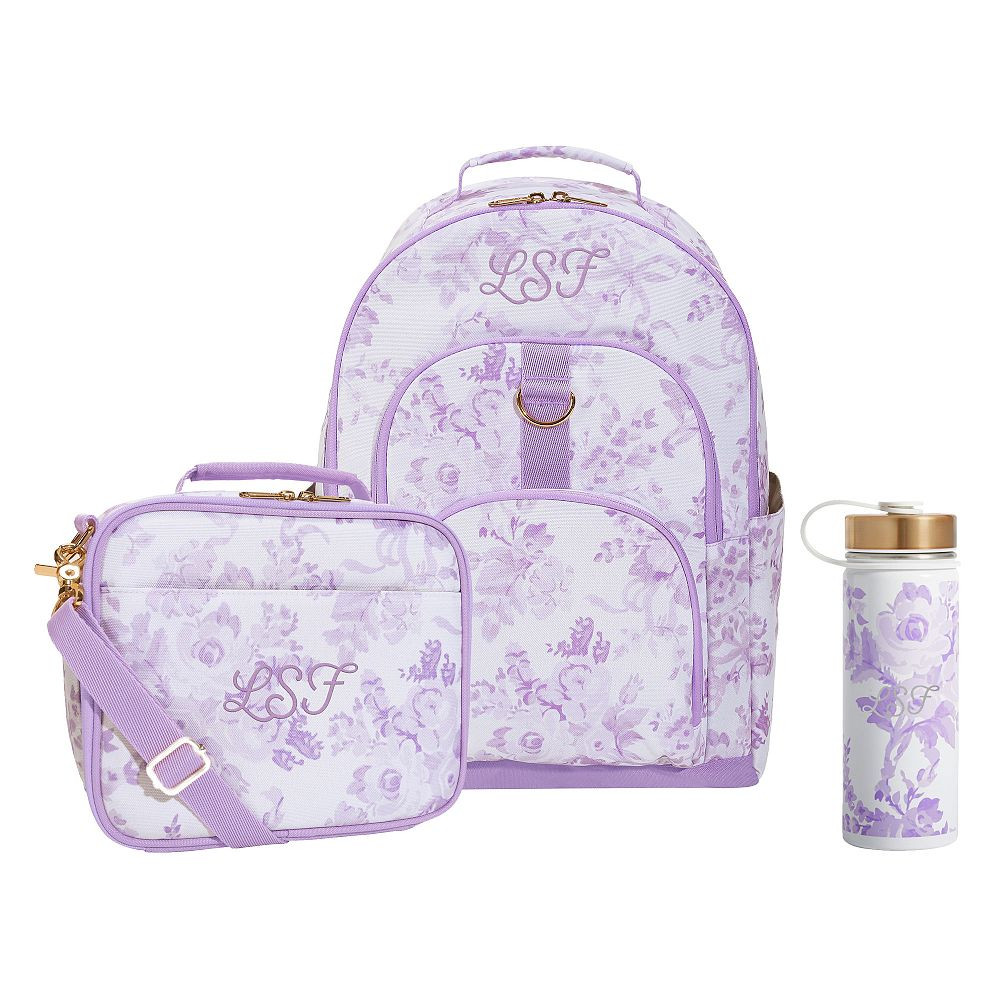 Gear-Up LoveShackFancy Lavender Damask Backpack and Cold Pack Lunch Box Bundle, Set of 3 | Pottery Barn Teen