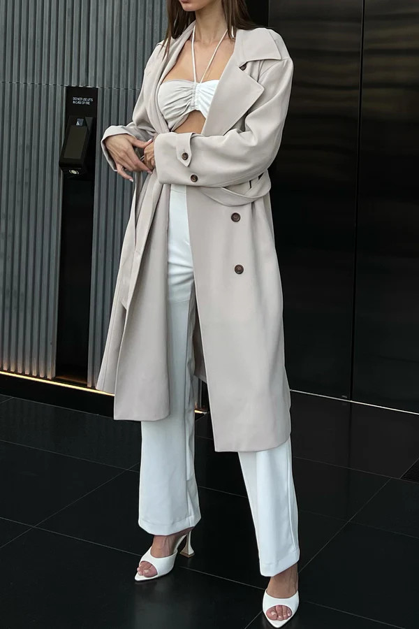 Keily Super Oversized Trench Coat - Bone | Meshki (APAC)