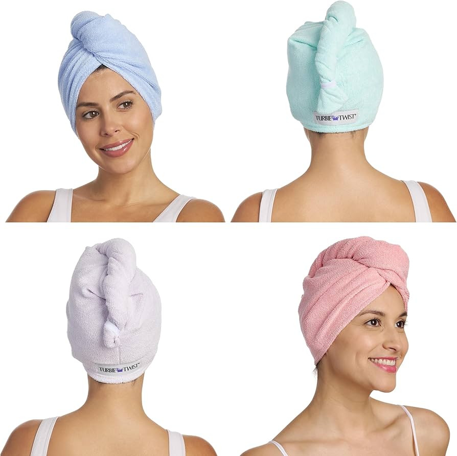 Turbie Twist Microfiber Hair Towel Wrap for Women and Men | 4 Pack | Quick Dry Turban for Drying ... | Amazon (US)