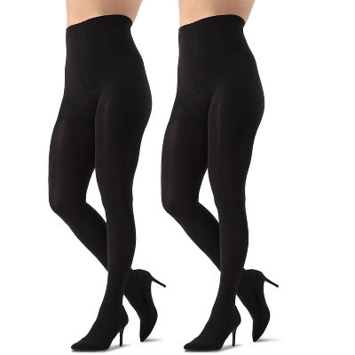 MeMoi 2 Pair Women's Complete Opaque Tights Black M-L | Target