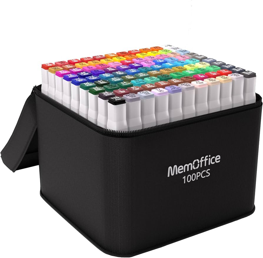 MemOffice 100 Colors Dual Tip Artist Alcohol Markers Set with Carrying Case - Perfect for Colorin... | Amazon (US)