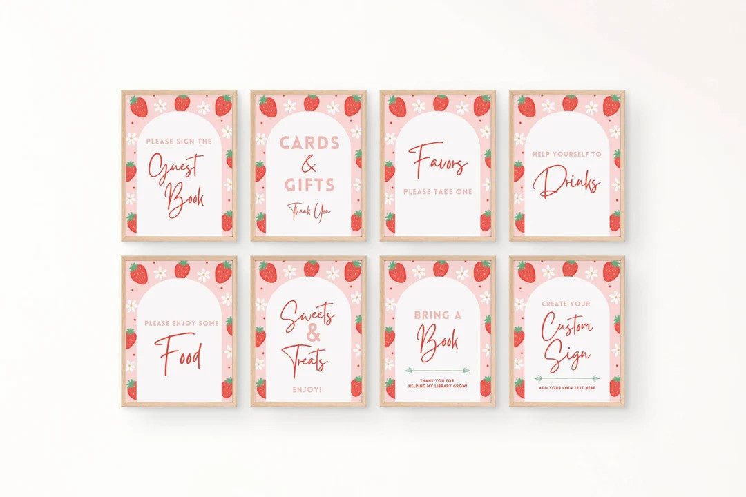 Berry First Birthday Table Signs, Fully Editable Templates, Strawberry Party Decor, Berry Sweet O... | Etsy (US)
