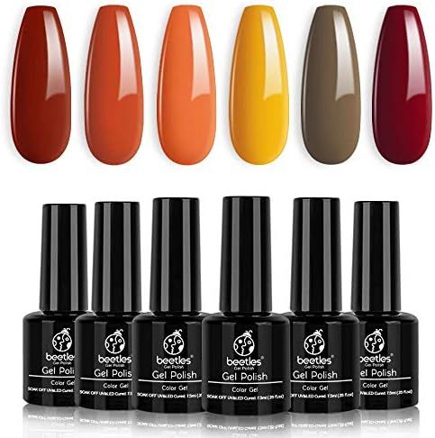 Beetles Gel Polish Set- 6 Colors Gold Yellow Gel Nail Polish Kit Fall Winter Red Green Purple Bur... | Amazon (US)