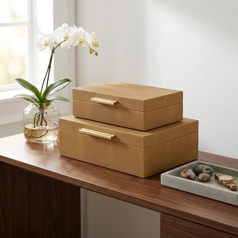 Rebeka 2 Piece Faux Leather Decorative Box Set | Wayfair North America