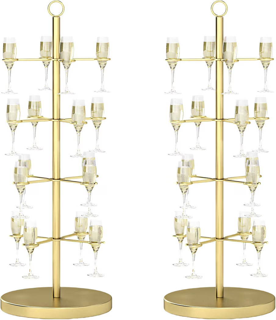 lukar 2Pcs Cocktail Tree Stand,Gold Champagne Tower Stand for Drinks Holder,4 Tier Champagne Flut... | Amazon (US)