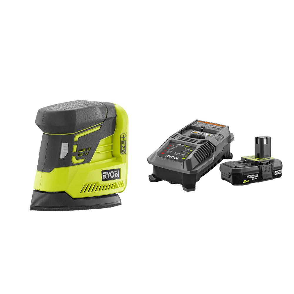 RYOBI 18-Volt ONE+ Corner Cat Finish Sander with 2.0 Ah Battery and Charger Kit | The Home Depot