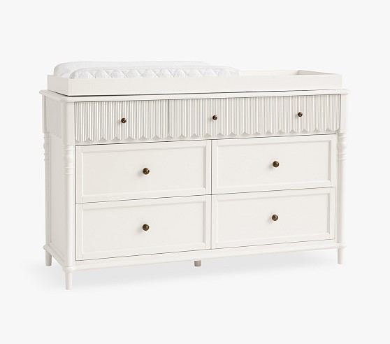 Chris Loves Julia 7-Drawer Scallop Dresser & Topper Set (56w x 19d") | Pottery Barn Kids