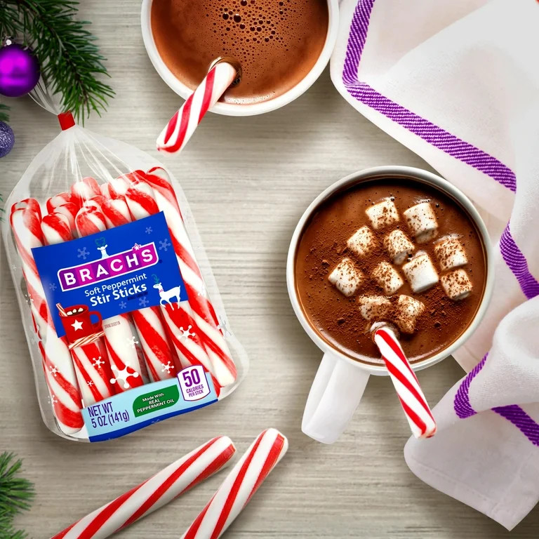 Brach's Holiday Soft Peppermint Stir Sticks Bag, Hot Chocolate Stir Sticks, 5oz | Walmart (US)