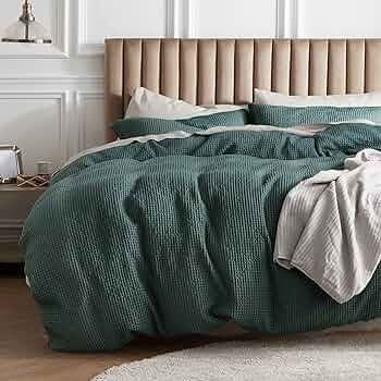 BEDSURE Cotton Duvet Cover King - 100% Cotton Waffle Weave Forest Green Duvet Cover King Size, So... | Amazon (US)