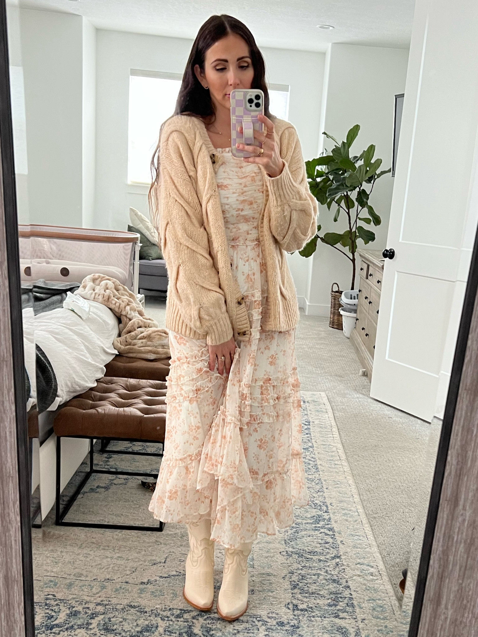 The beautiful Aniston Dress from Ivy City Co. and my White Tecovas are a match made in heaven. Threw my madewell cardigan on as well and was as cozy as could be in my Sunday best today ✨🤠🌼 #cowgirlboots #cowboyboots #whiteboots #whitecowboyboots 

#LTKstyletip #LTKshoecrush #LTKfit