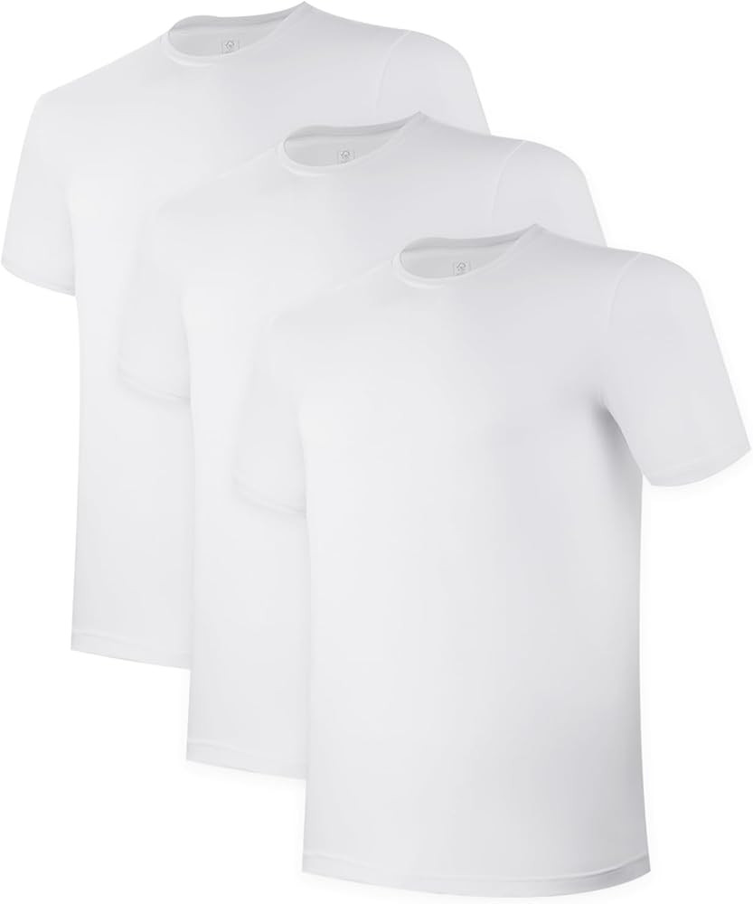 BAMBOO COOL Men's Undershirt Moisture-Wicking T-Shirts Stretch Crewneck Soft Tees for Men,3 Pack | Amazon (US)