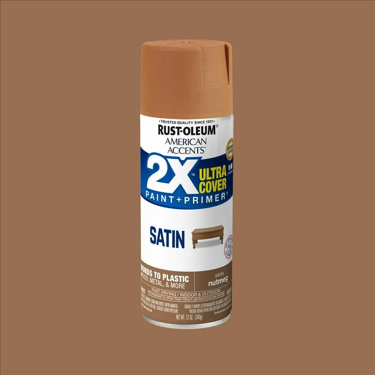 Nutmeg, Rust-Oleum American Accents 2X Ultra Cover Satin Spray Paint-327917, 12 oz | Walmart (US)