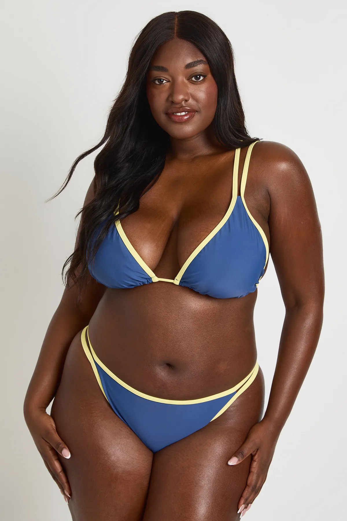 Navy Plus Contrast Bikini Top | Boohoo | Boohoo.com (UK & IE)