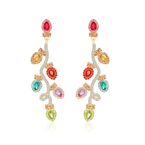 Light Bulb Christmas Earrings for Women,Rhinestone Xmas Holidays Dangle Stud Earrings Christmas Jewelry Gifts,Aretes de Navidad Para Mujer | Amazon (US)