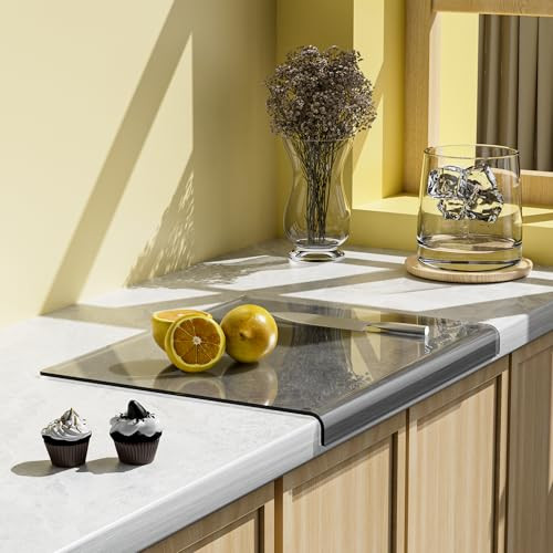 Tempered Glass Cutting Board with Lips, Clear Cutting Board, Easy to Clean and Dishwasher Safe (C... | Amazon (US)