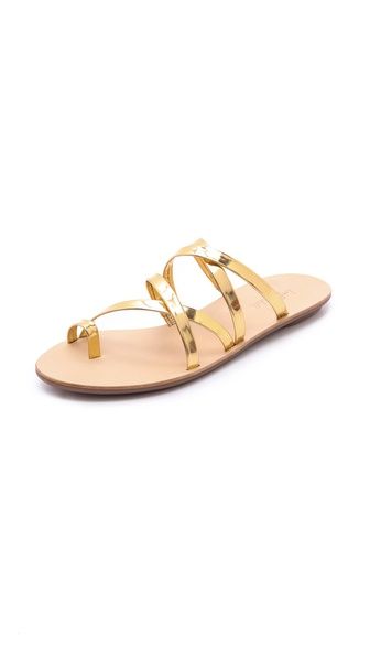 Loeffler Randall Sarie Metallic Strappy Flat Sandals - Gold | Shopbop