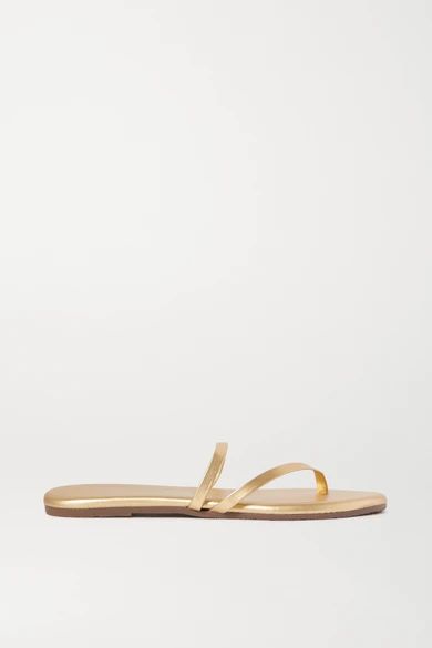 TKEES - Sarit Metallic Leather Sandals - Gold | NET-A-PORTER (US)