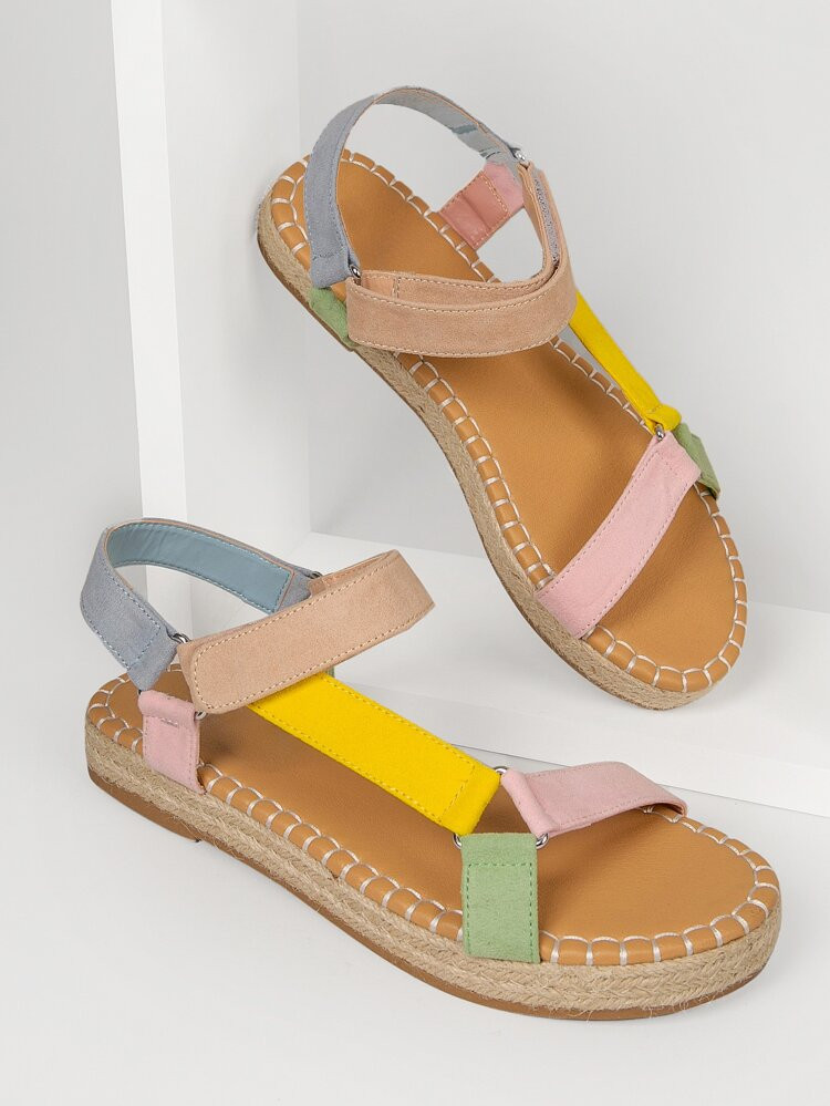 Multicolored Ankle Strap Espadrille Sandals | SHEIN