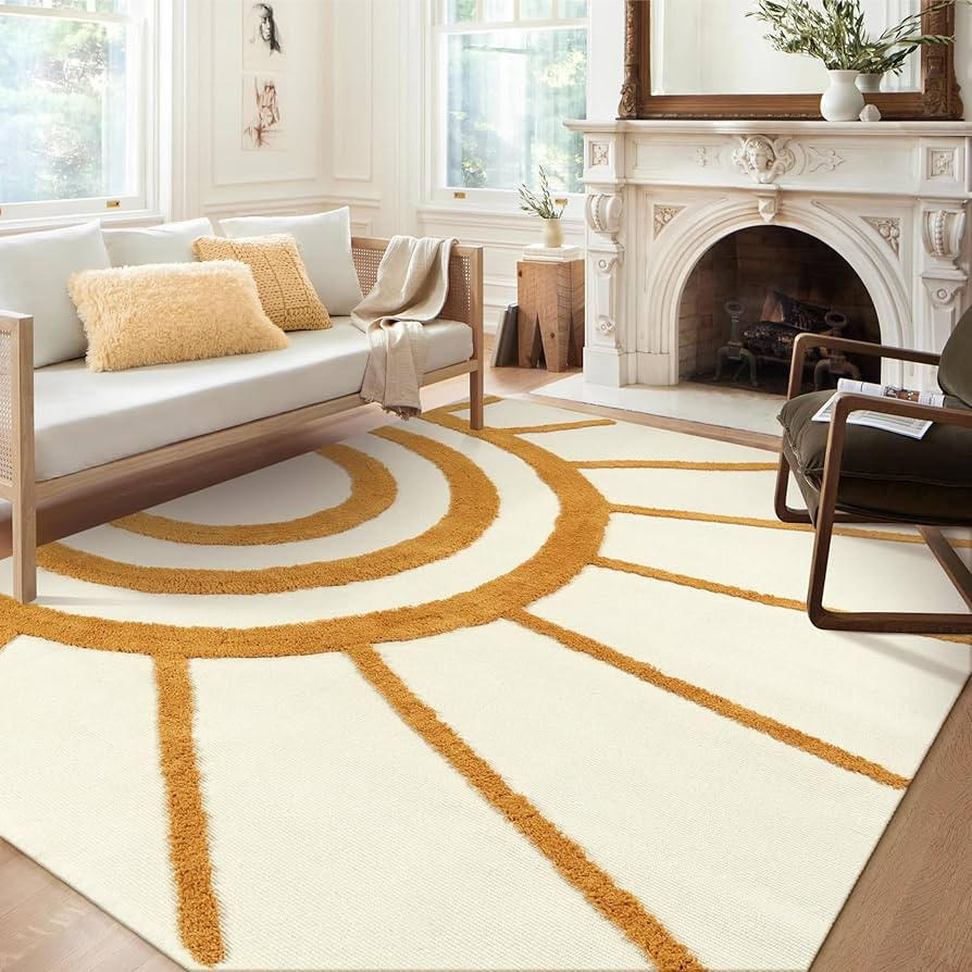 OJIA Boho Living Room Rug 5'x8', Large Washable Rugs Soft Tufted Bedroom Rug Nursery Rug, Cotton ... | Amazon (US)