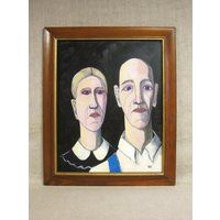 American Gothic, Portrait Painting, Female, Male, Couple Portrait, Wil Shepherd Studio, Grant Wood,  | Etsy (US)