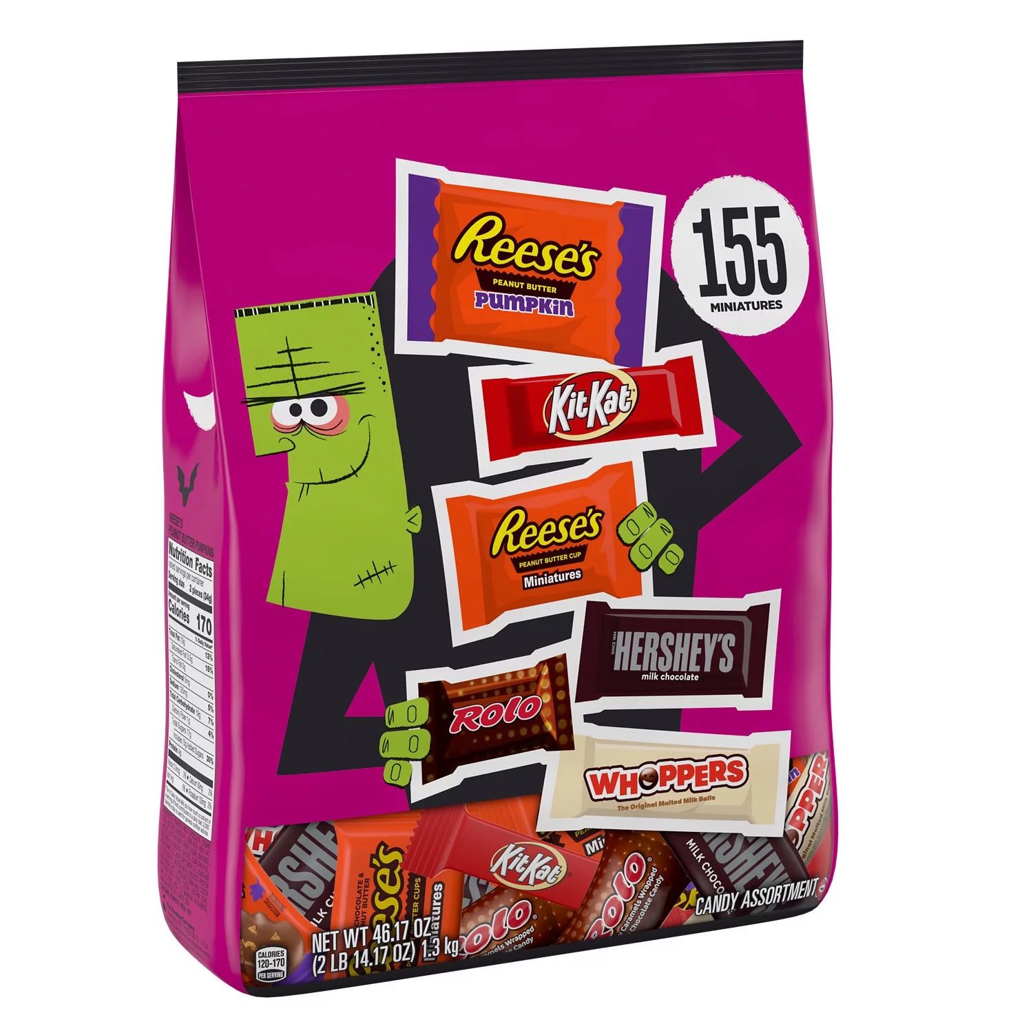 Hershey Assorted Chocolate Flavored Miniatures Halloween Candy, Bulk Bag 46.17 oz, 155 Pieces | Walmart (US)