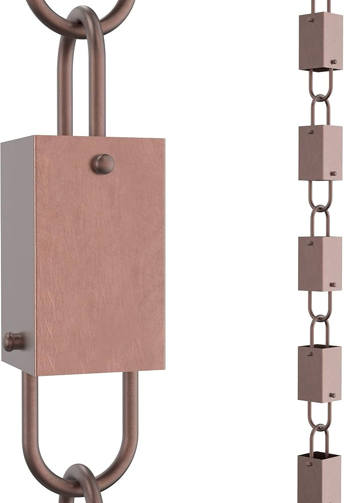 Rain Chains Direct - Square Link Rain Chain - 8.5 FT - Pure Solid Copper - Premium Rain Chains fo... | Amazon (US)