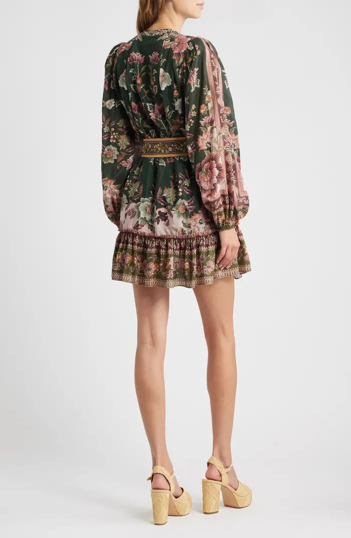 FARM Rio Flowering Garden Tree Long Sleeve Cotton Blend Minidress | Nordstrom | Nordstrom