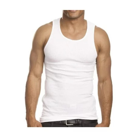3 Men Slim Muscle Tank Top T-Shirt Ribbed Sleeveless Gym Fashion A-Shirt White S | Walmart (US)
