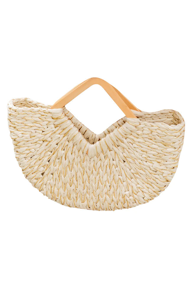 Don't Be Square Gold Woven Straw Bag | Pink Lily