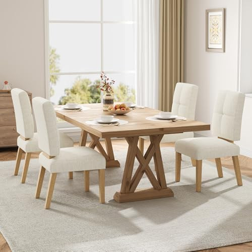 Wooden Dining Chairs Set of 4, Dining Room Chairs with Wood Legs, Cloud-Like Cushion & Reinforcem... | Amazon (US)