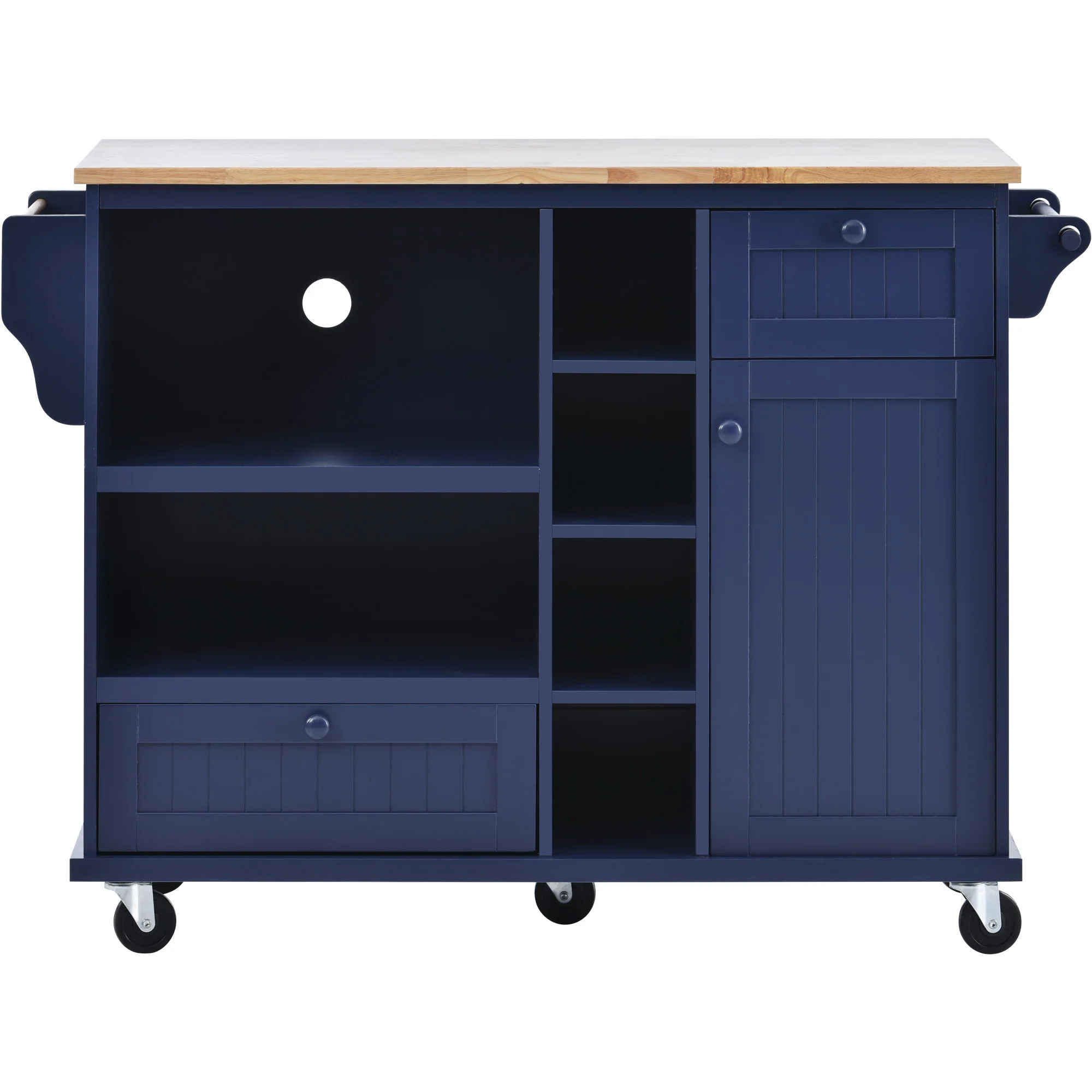 Miki Shinly Blue MDF Base with MDF Rolling Kitchen Island ( 29.5-in x 52.76-in x 36.81-in ) Rubber | KK-5AAN-12QI | Lowe's