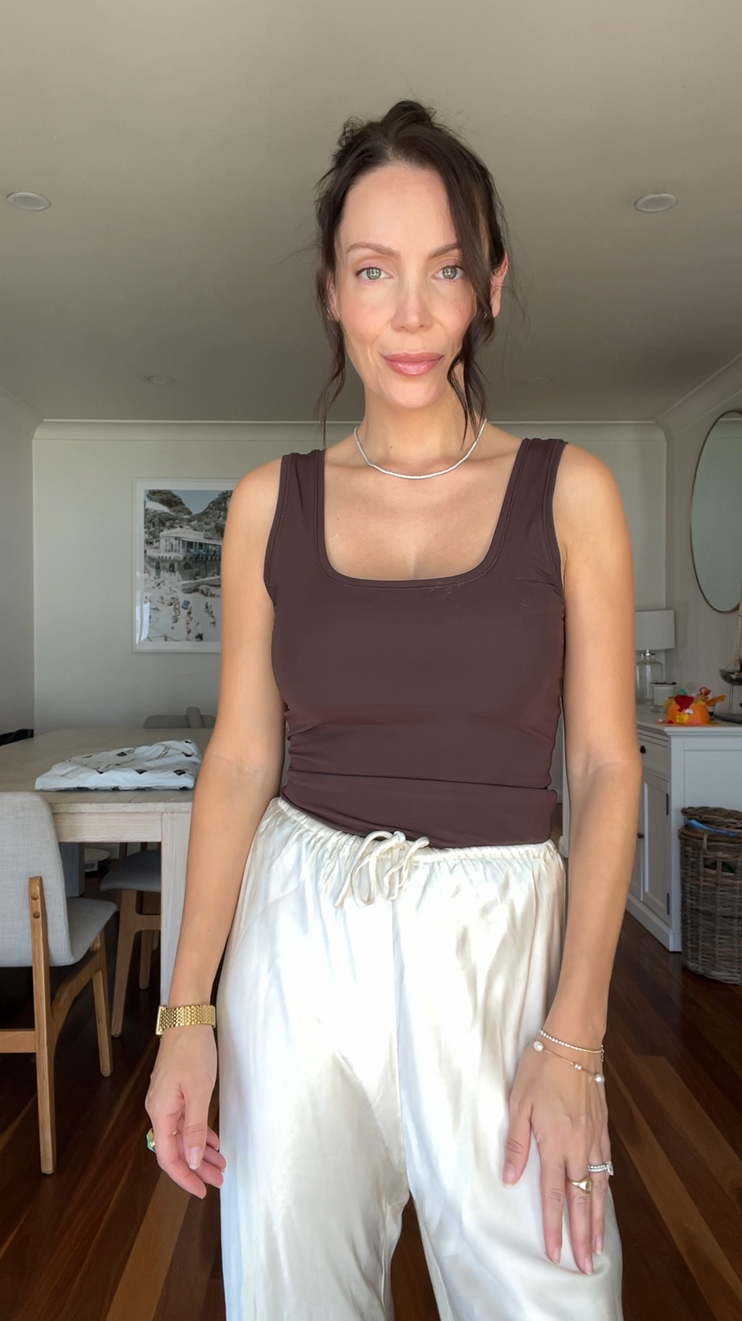 Witchery brown chocolate tank top and dissh satin silk pants 

#LTKaustralia #LTKstyletip