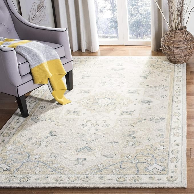 Safavieh MLP505B-8 Micro-Loop Collection MLP505B Beige and Ivory Premium Wool (8' x 10') Area Rug | Amazon (US)