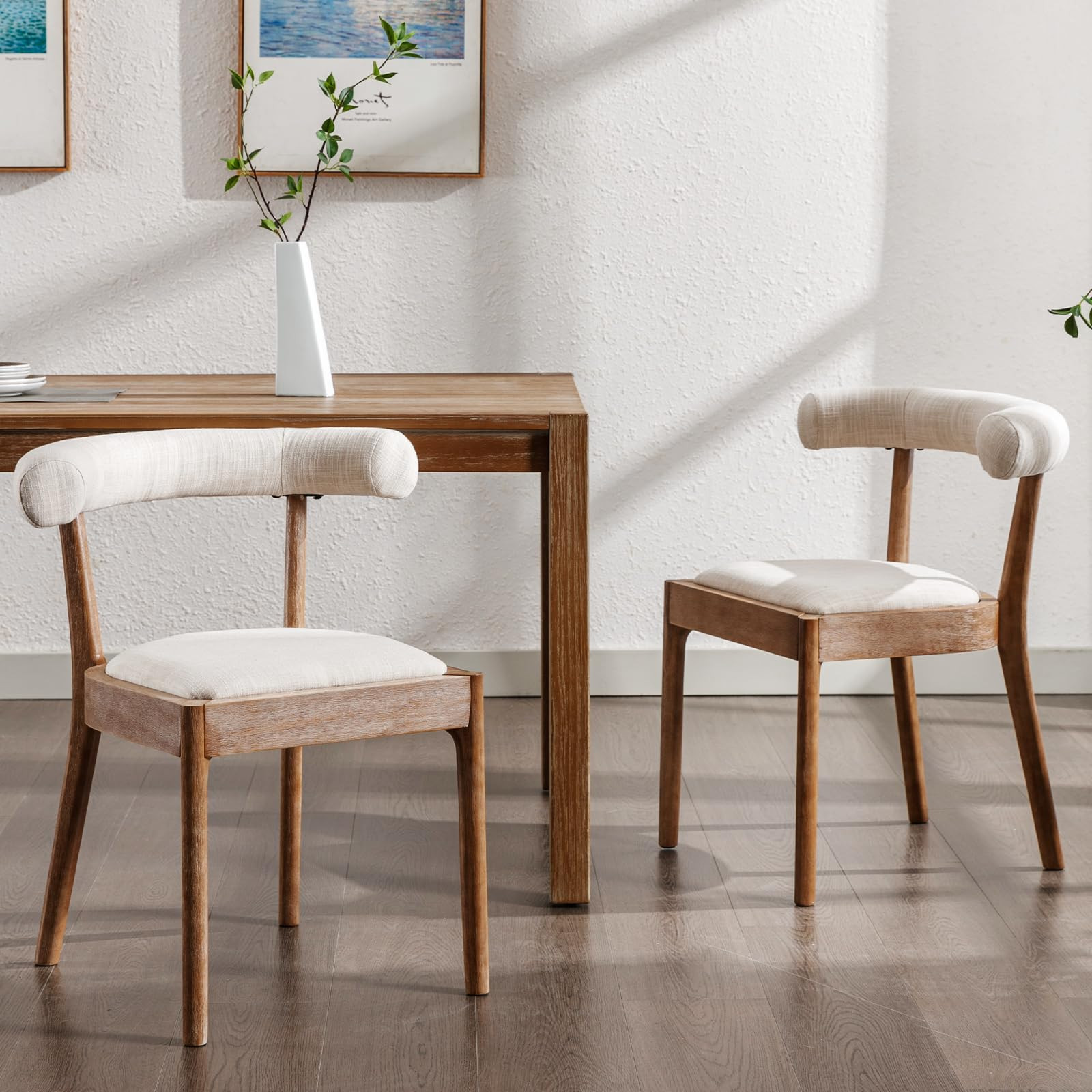 Kmax Dining Room Chairs Mid-Century Modern Fabric Kitchen Chairs with Natural Walnut Finished Fra... | Amazon (US)