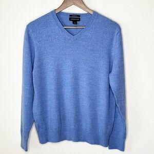 Lands’ End V-Neck Merino Wool Blue Sweater - Men’s US M | Poshmark